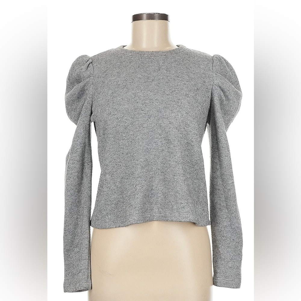 Gray Puff Sleeve Women's Top